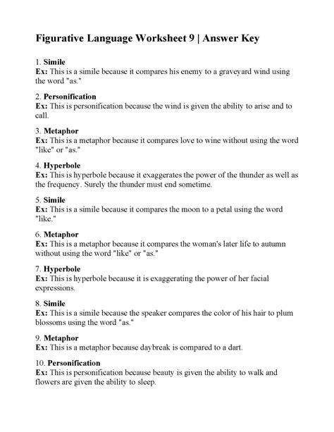 figures of speech worksheets with answers pdf